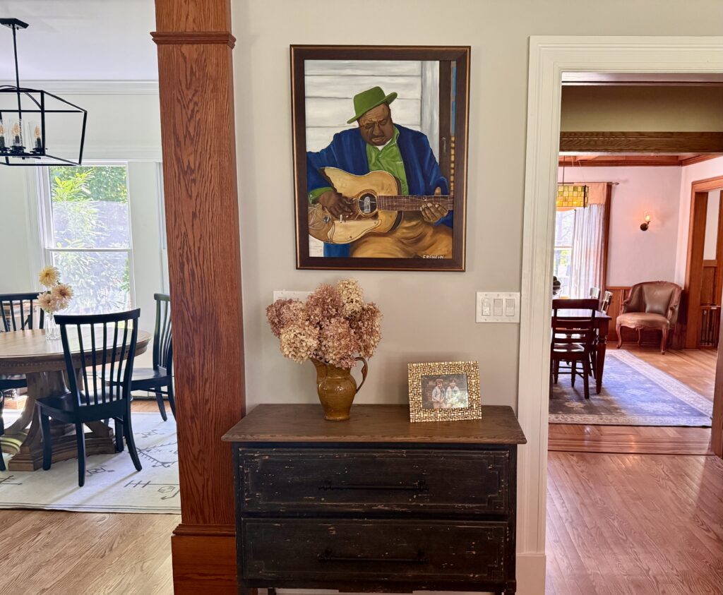A Frenchy painting displayed by a collector in Mountain Lakes