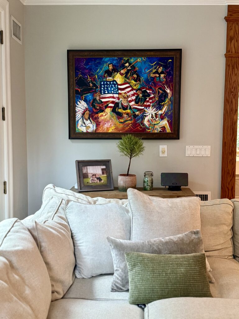 A Frenchy painting displayed by a collector in Mountain Lakes