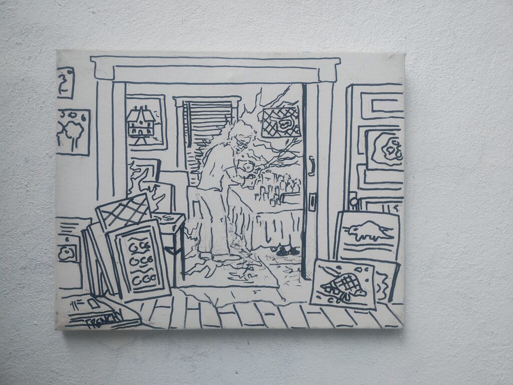 A Frenchy painting displayed by a collector in San Miguel de Allende