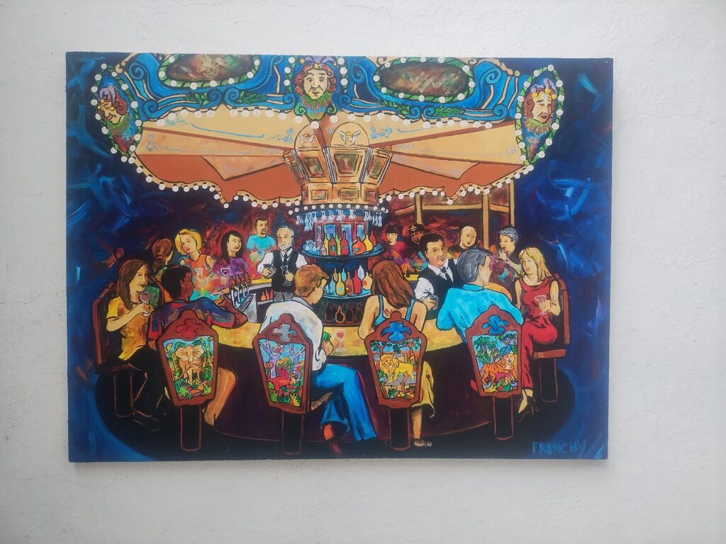 A Frenchy painting displayed by a collector in San Miguel de Allende